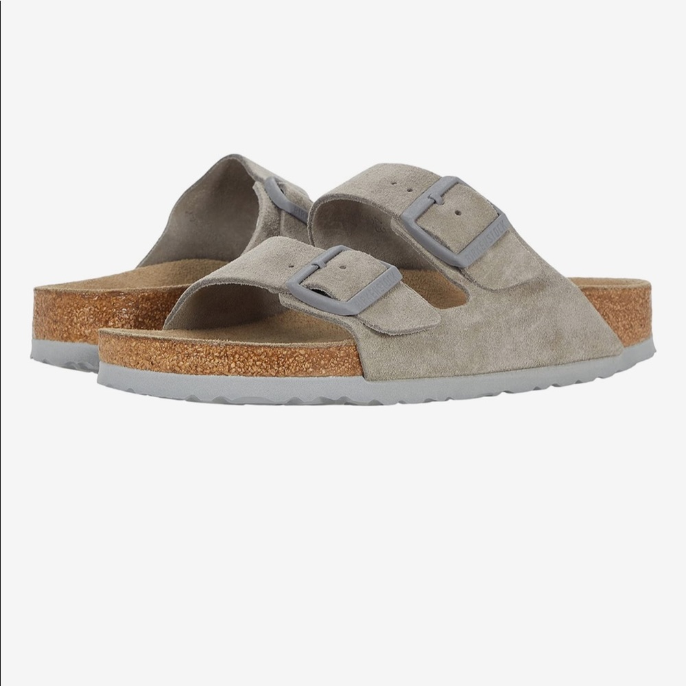 *NWT/BNIB* Birkenstock Arizona Soft Footbed Suede (Stone Coin, Size 37)",